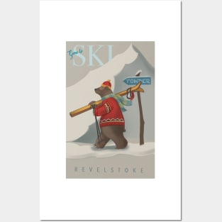 Ski bear illustration Posters and Art